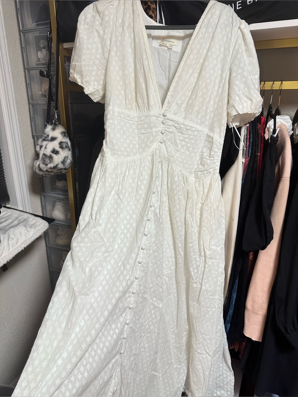ANTHROPOLOGIE Flowy White Cotton Dress with Buttons 🤍 (Plus Size)
